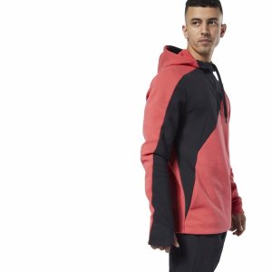 Bluza Z Kapturem Męskie Reebok One Series Training Colorblock Czerwone PL 05WSPOX